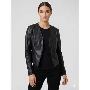Revamped Fux Leather Cropped Jacket SM